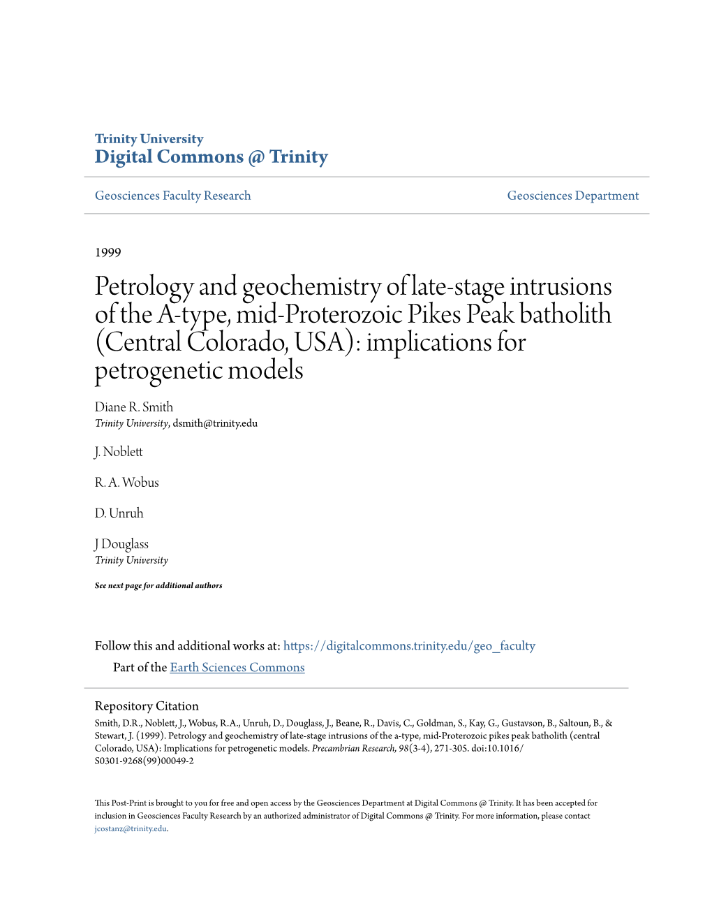 Petrology and Geochemistry of Late-Stage Intrusions of the A-Type