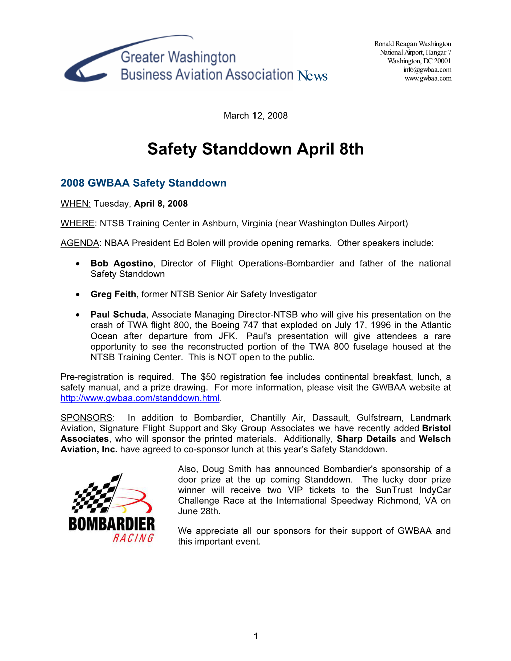 Safety Standdown April 8Th