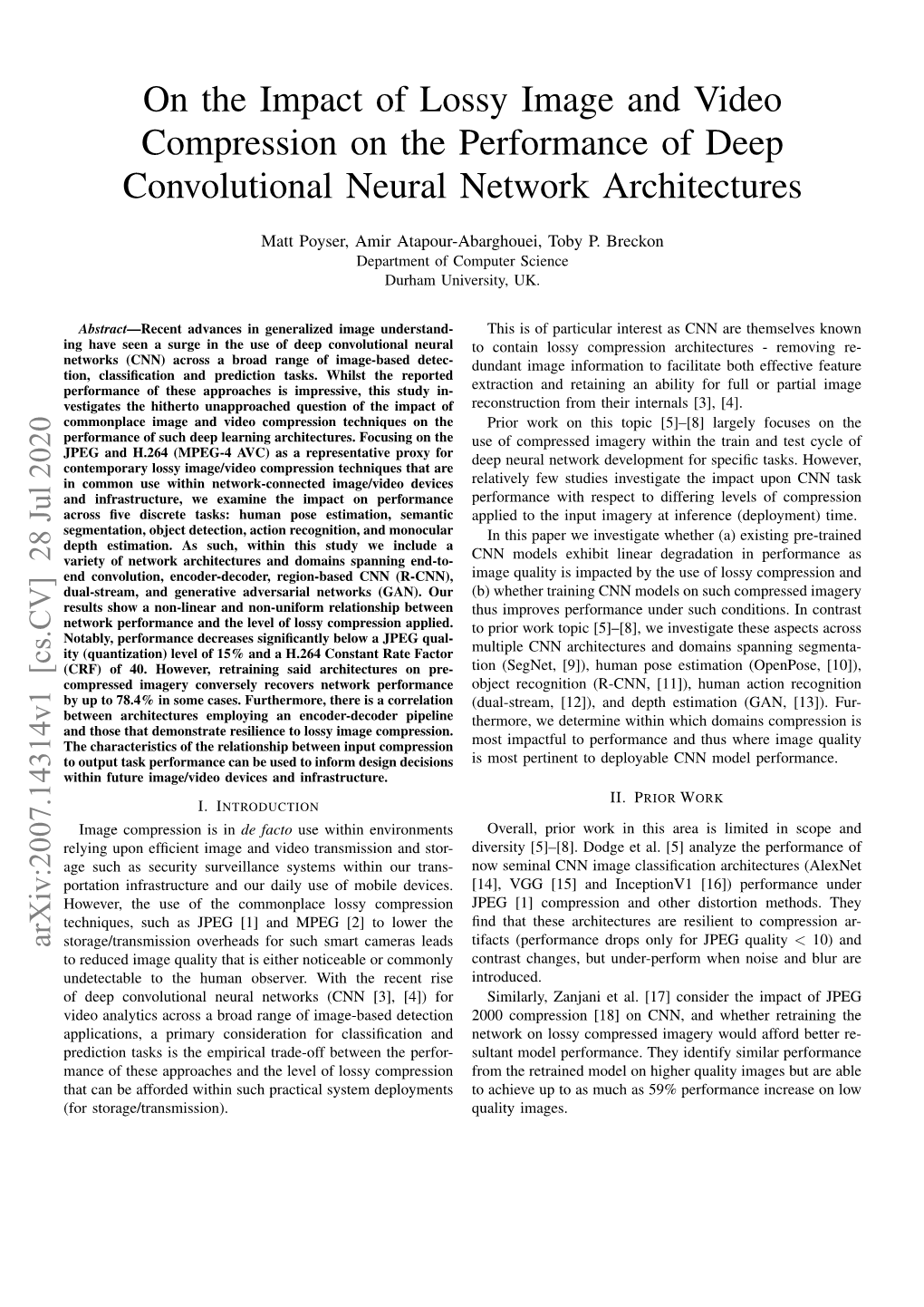 On the Impact of Lossy Image and Video Compression on the Performance of Deep Convolutional Neural Network Architectures