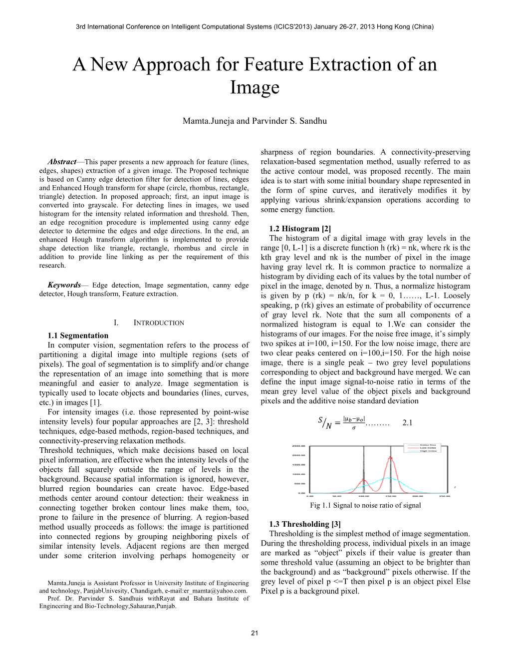 A New Approach for Feature Extraction of an Image