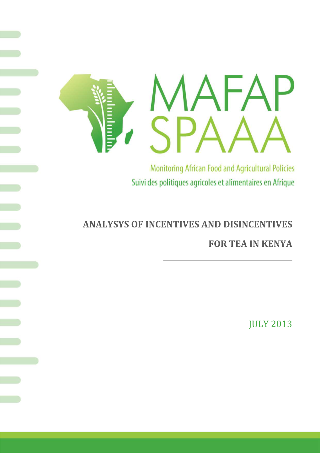 Analysis of Incentives and Disincentives for Tea in Kenya