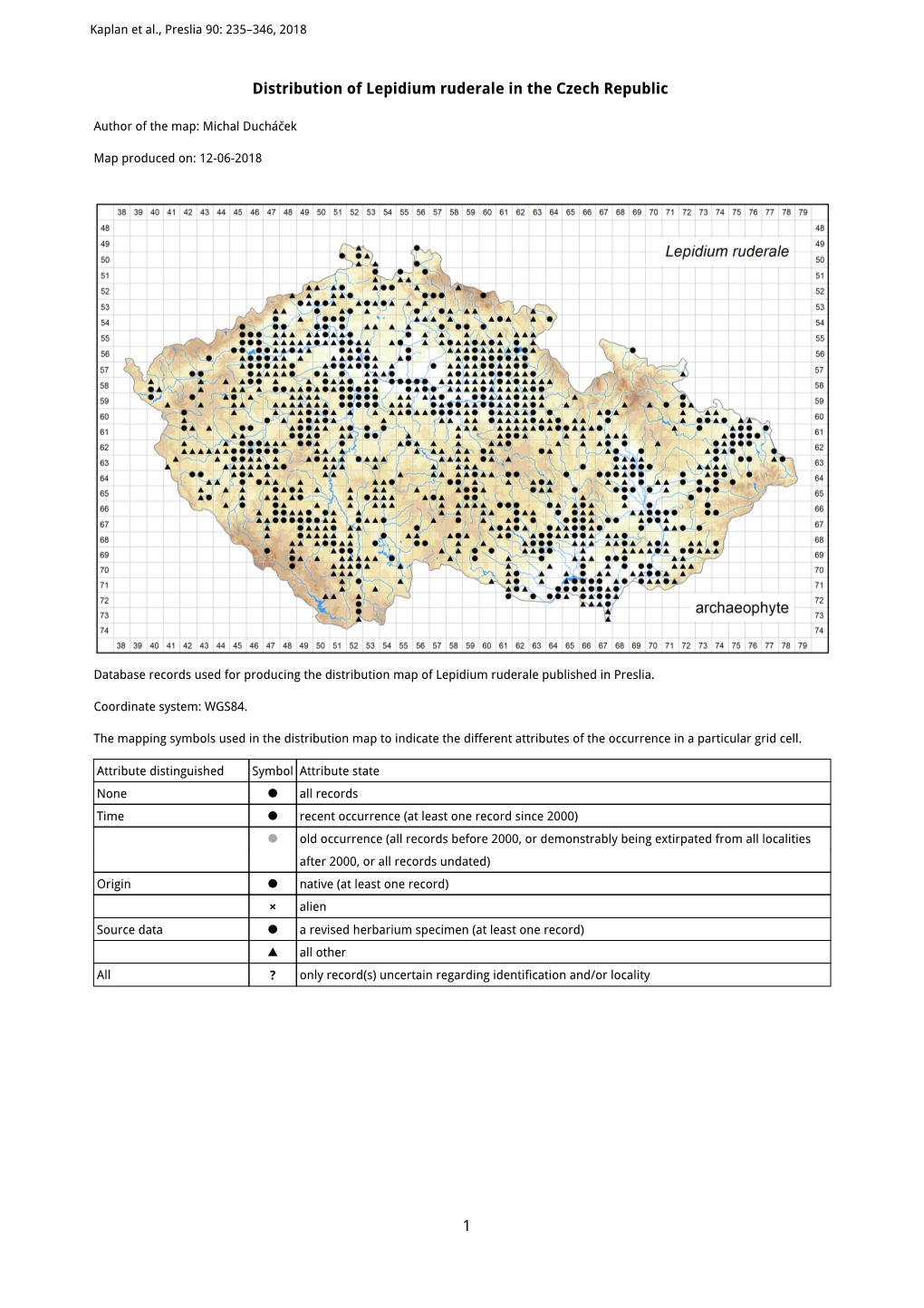 1 Distribution of Lepidium Ruderale in the Czech Republic