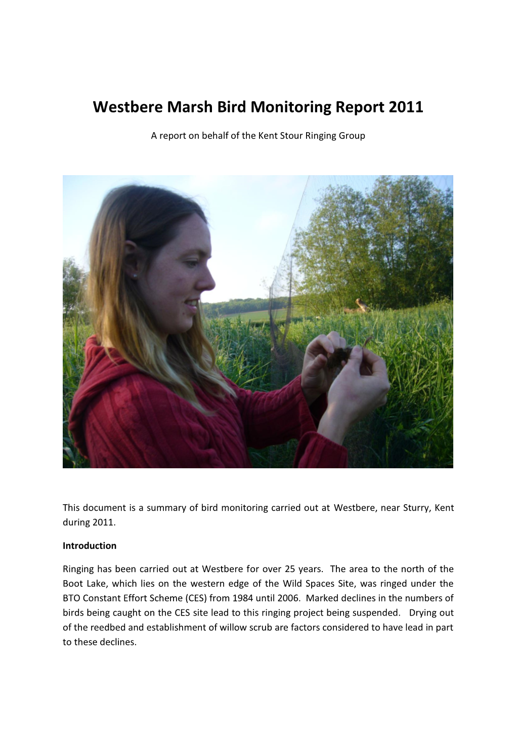 Westbere Marsh Bird Monitoring Report 2011
