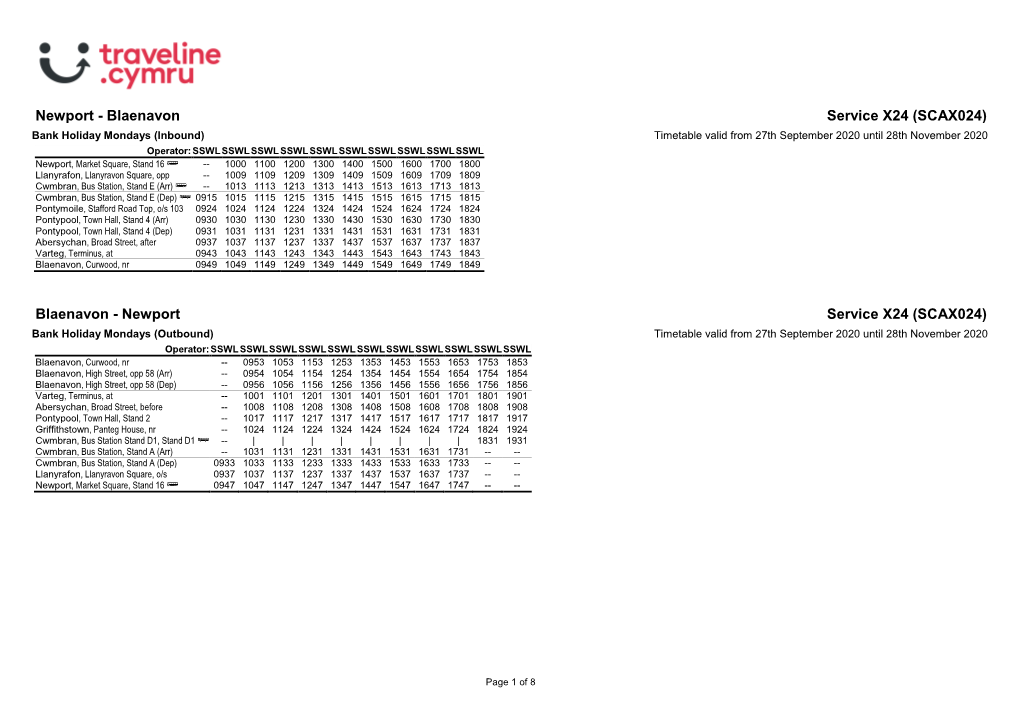 Timetable X24SCA3