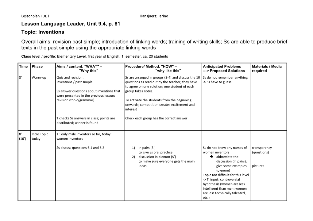 Lesson Plan: 2C in NEF, P