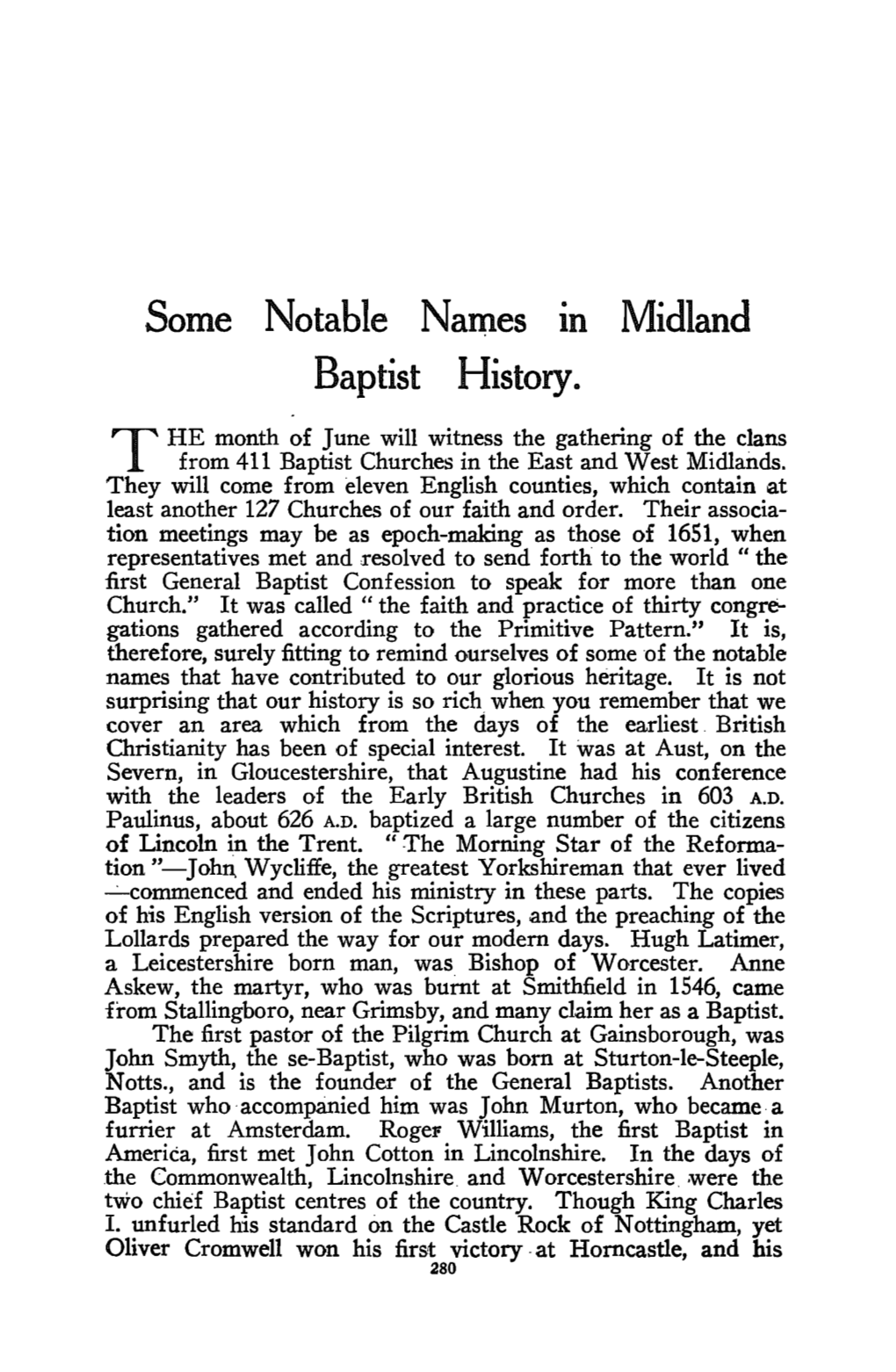 Some Notable Names in Midland Baptist History