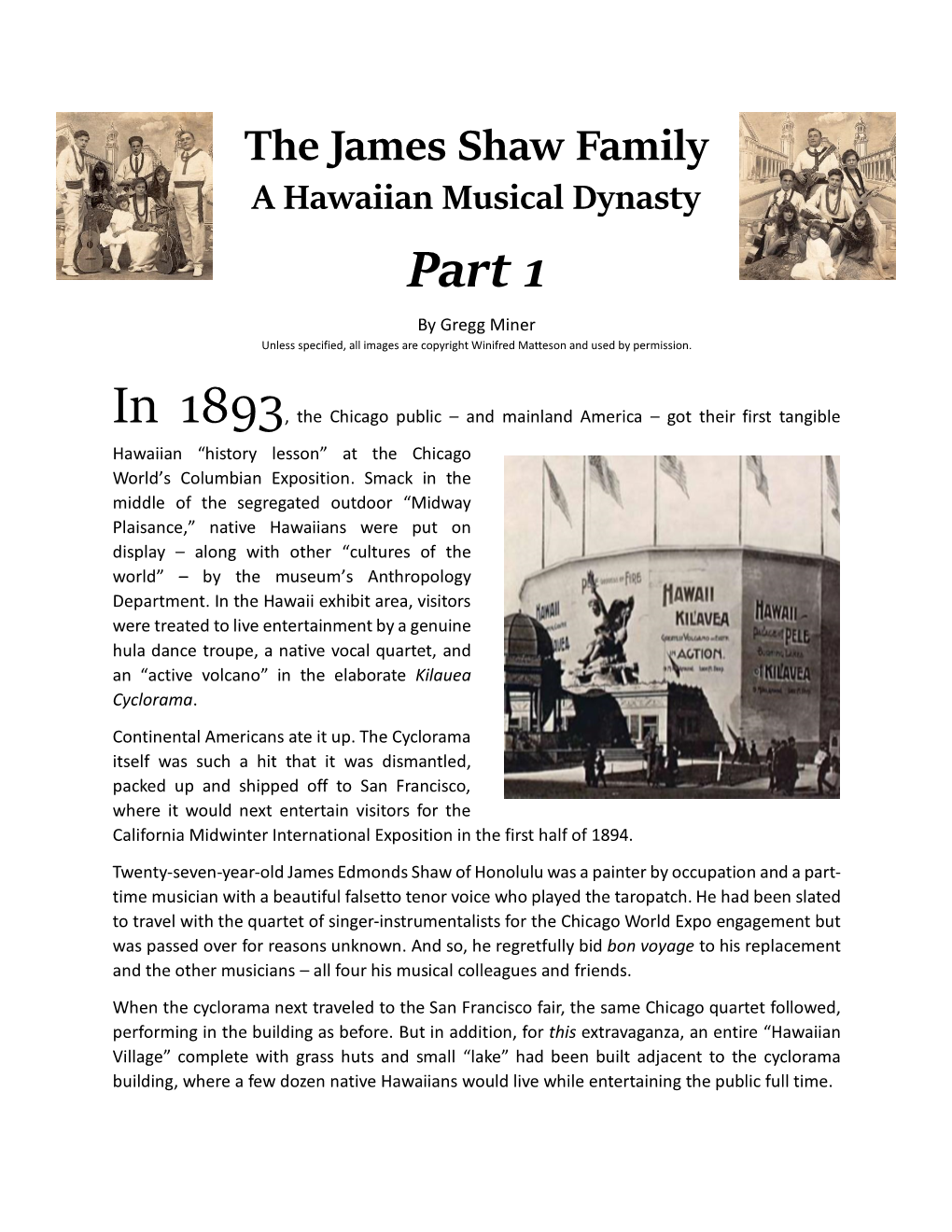The James Shaw Family: a Hawaiian Musical Dynasty, Part 1