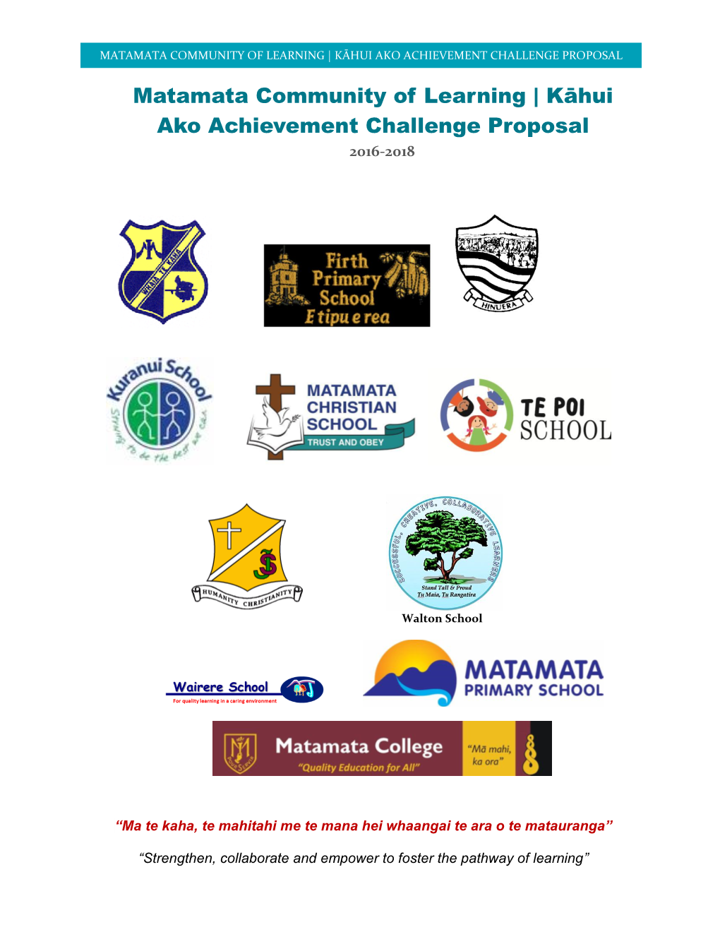 Matamata Community of Learning | Kāhui Ako Achievement Challenge Proposal