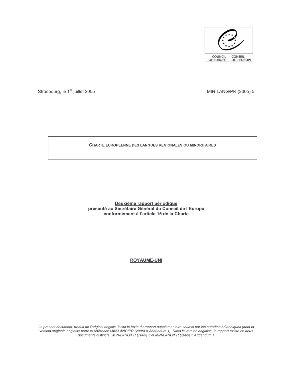 (2005) 5 Deuxième Rapport Périodique Présenté Au Secrétaire Général Du