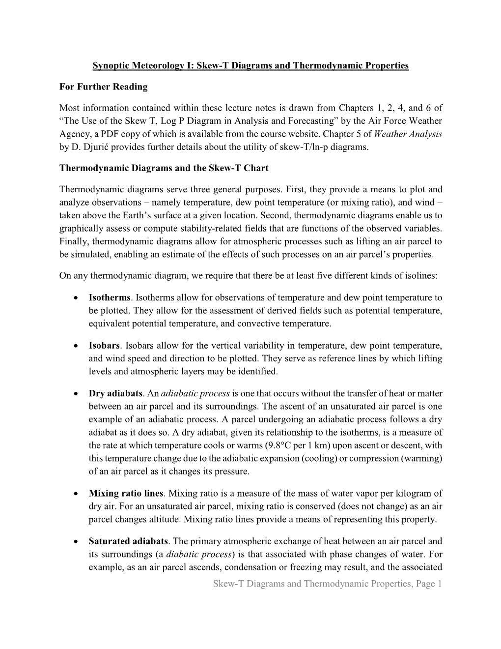 Skew-T Diagrams and Thermodynamic Properties for Fu