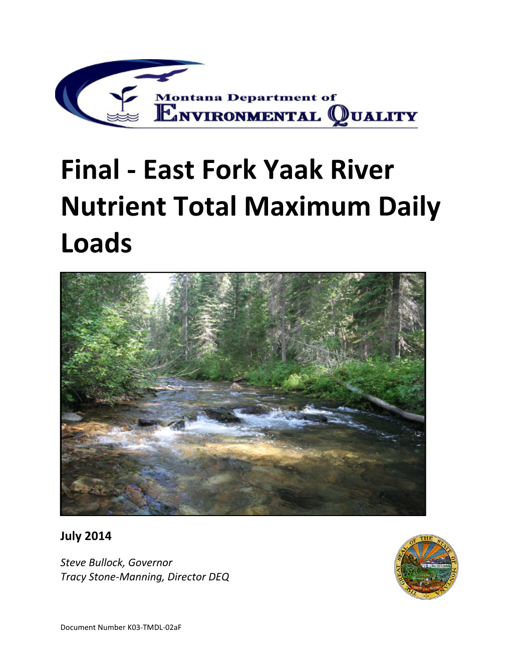 East Fork Yaak River Nutrient Total Maximum Daily Loads