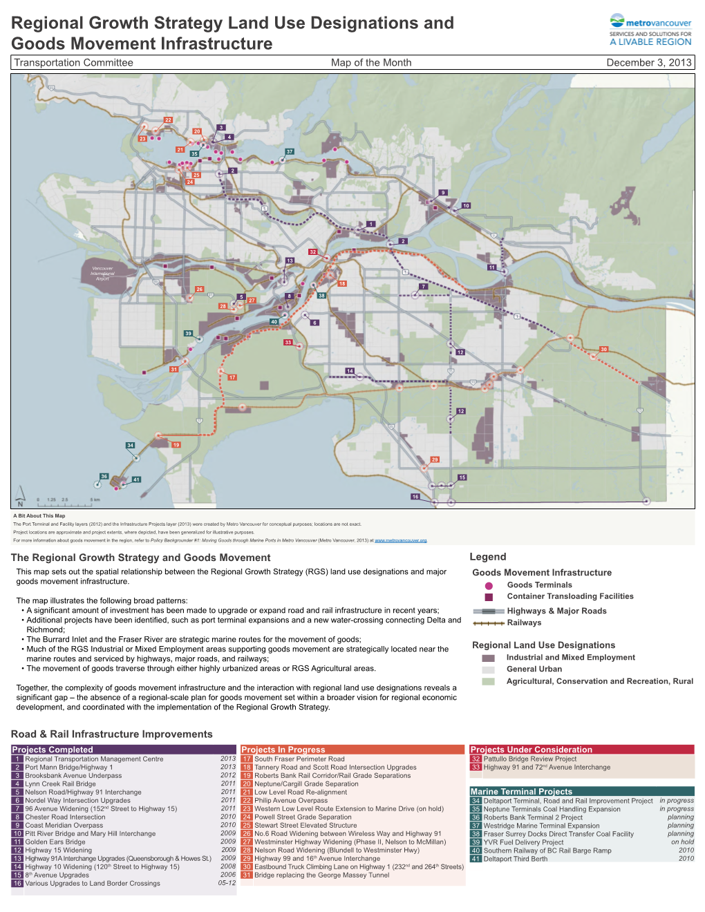 Regional Growth Strategy Land Use Designations and Goods Movement Infrastructure Transportation Committee Map of the Month December 3, 2013