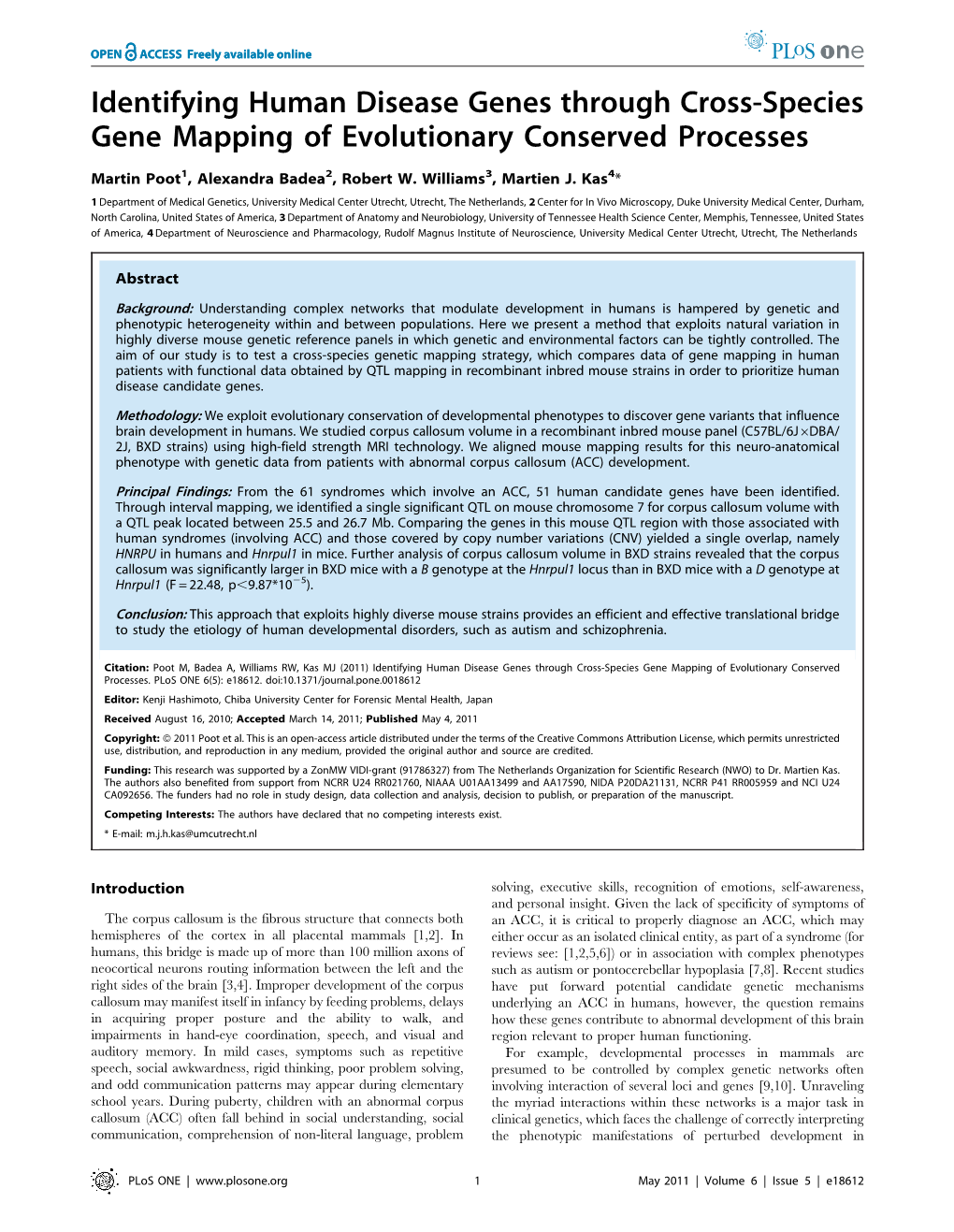 Identifying Human Disease Genes Through Cross-Species Gene Mapping of Evolutionary Conserved Processes