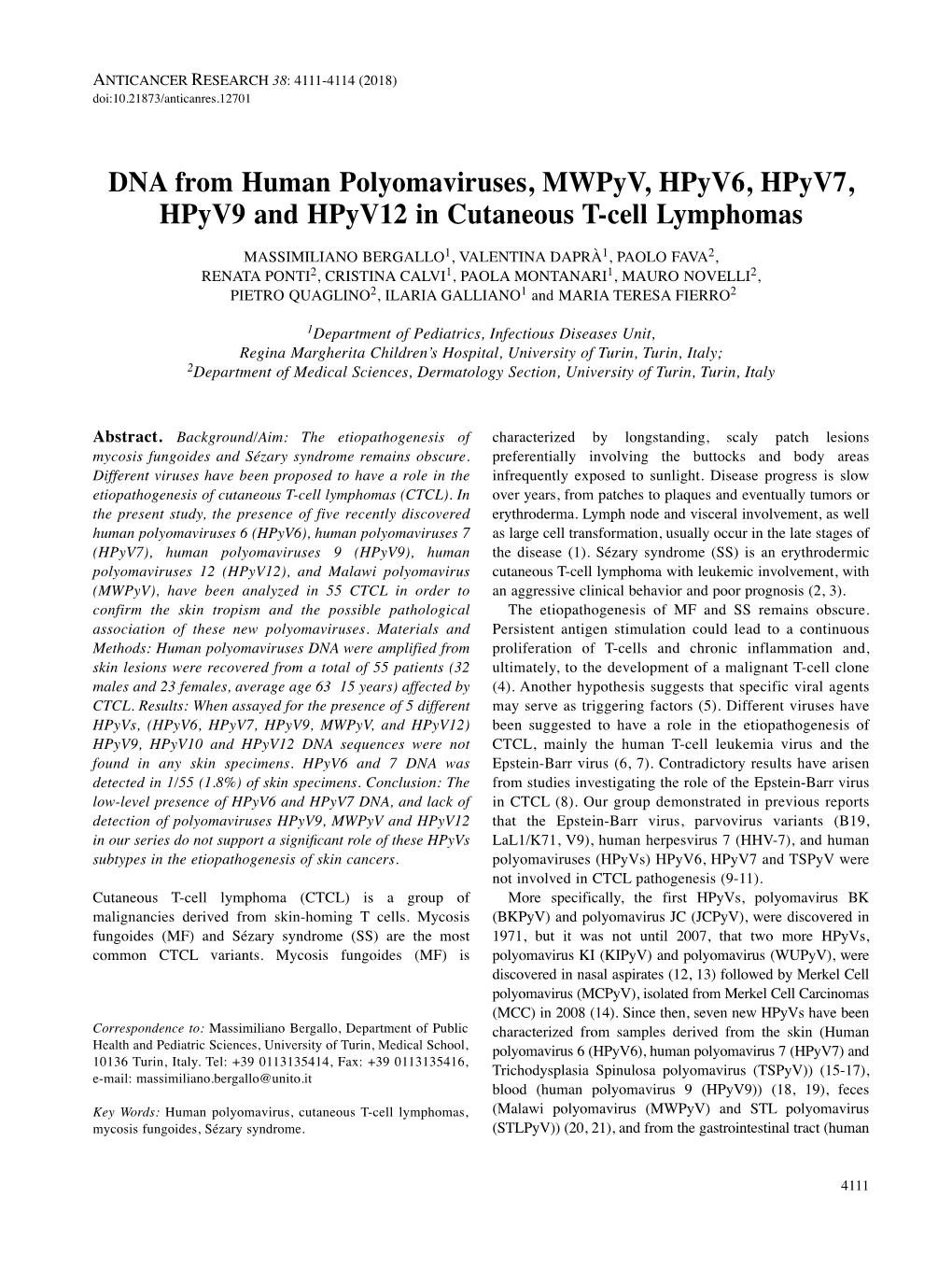 DNA from Human Polyomaviruses, Mwpyv, Hpyv6, Hpyv7, Hpyv9