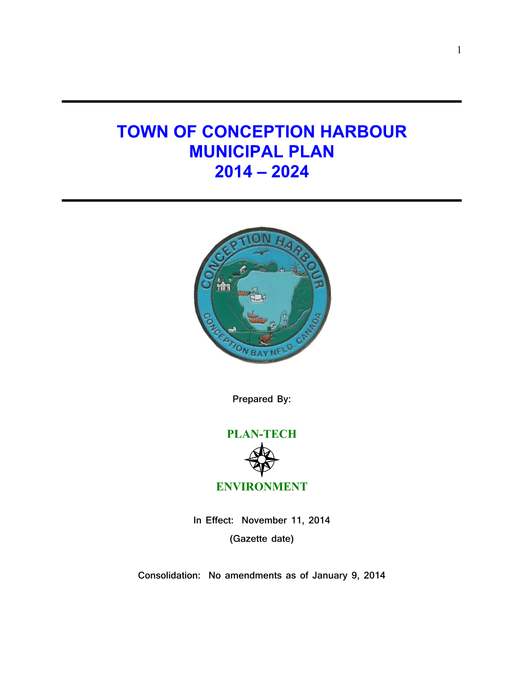 Town of Conception Harbour Municipal Plan 2014 – 2024
