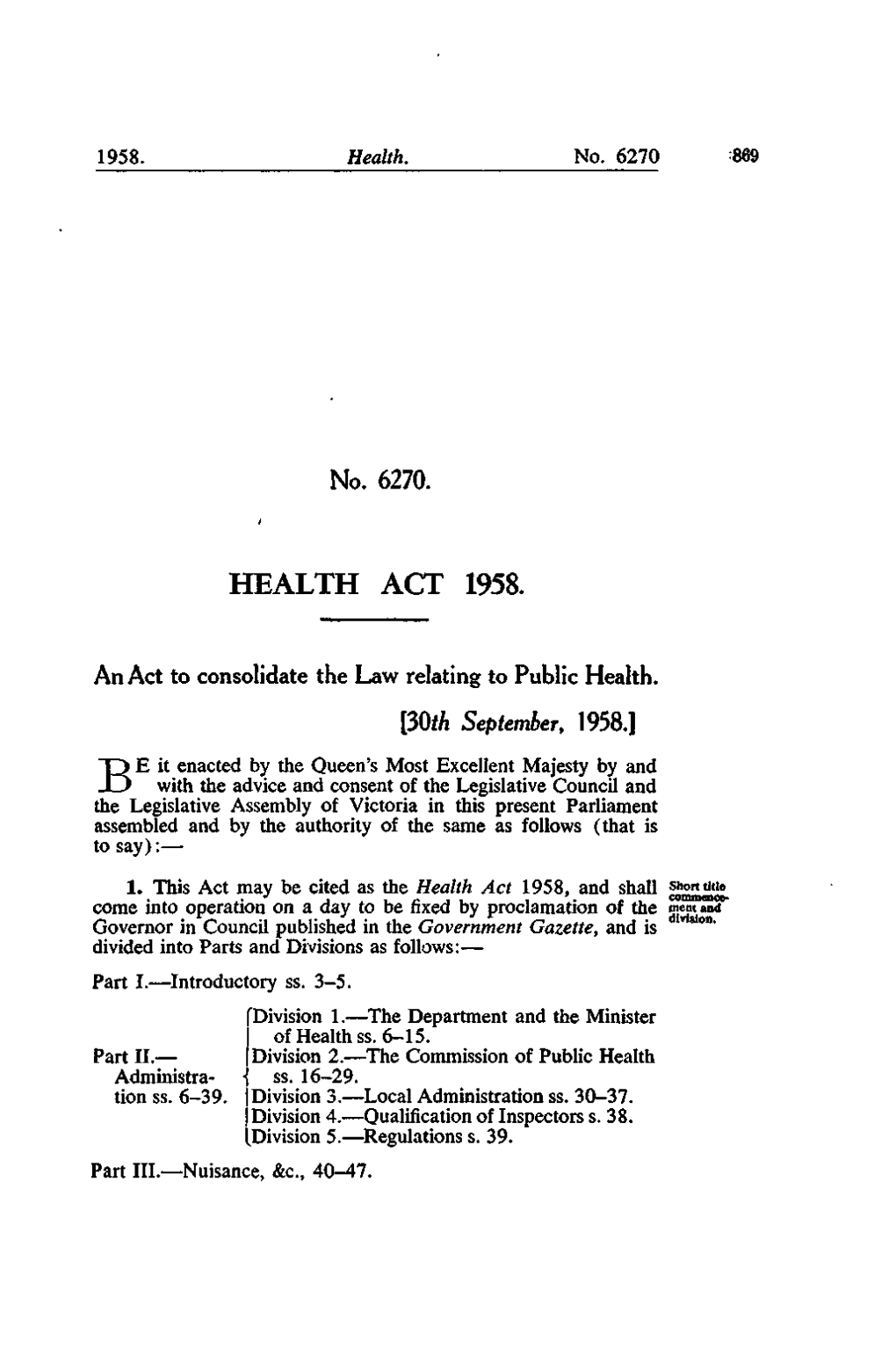 No. 6270. HEALTH ACT 1958