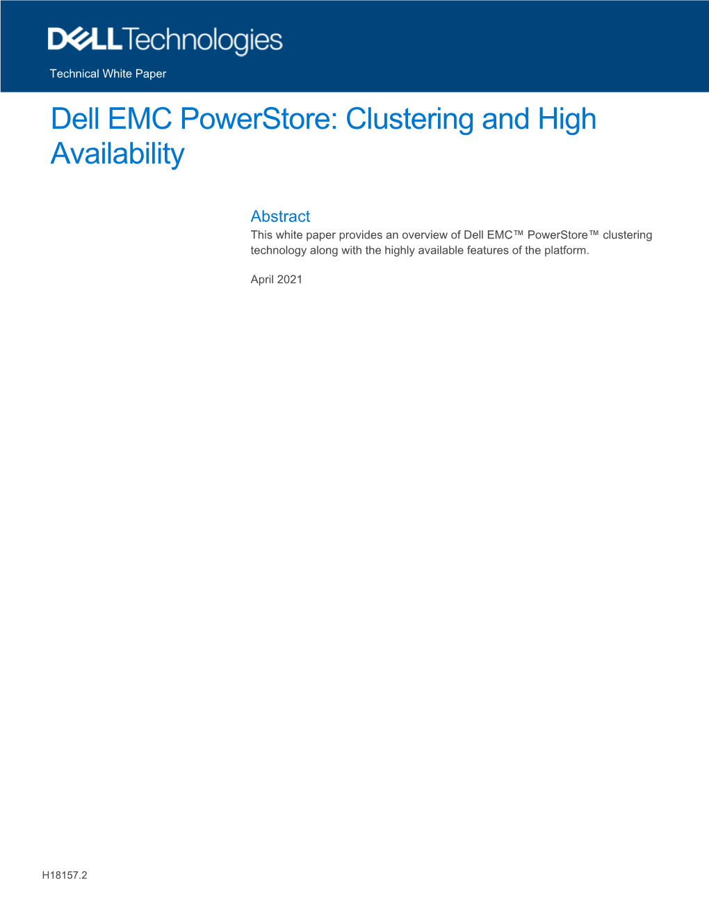 Dell EMC Powerstore: Clustering and High Availability