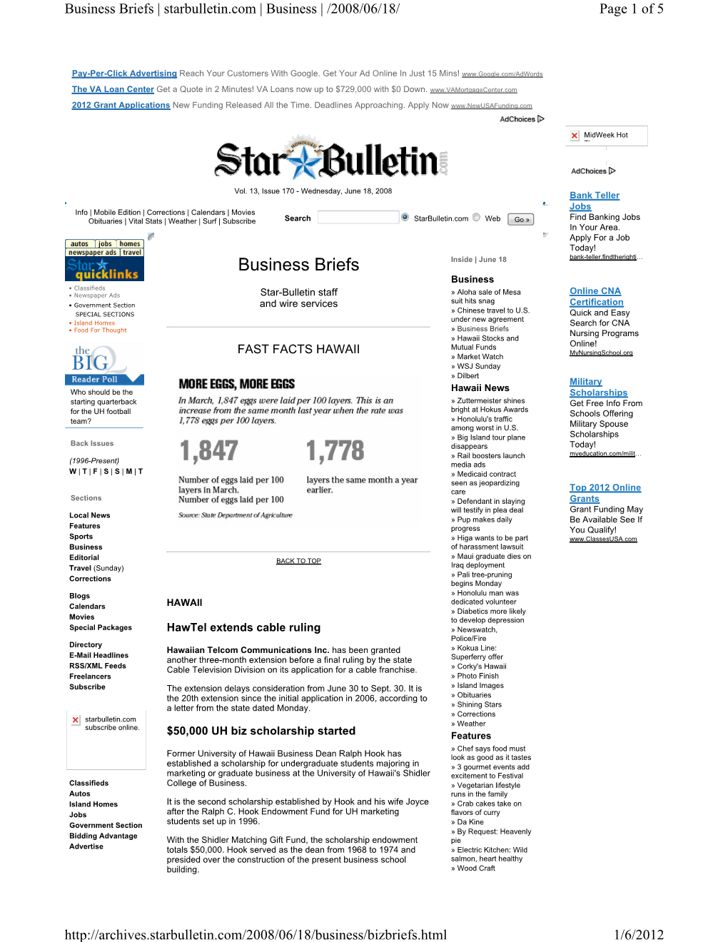 Business Briefs | Starbulletin.Com | Business | /2008/06/18/ Page 1 of 5