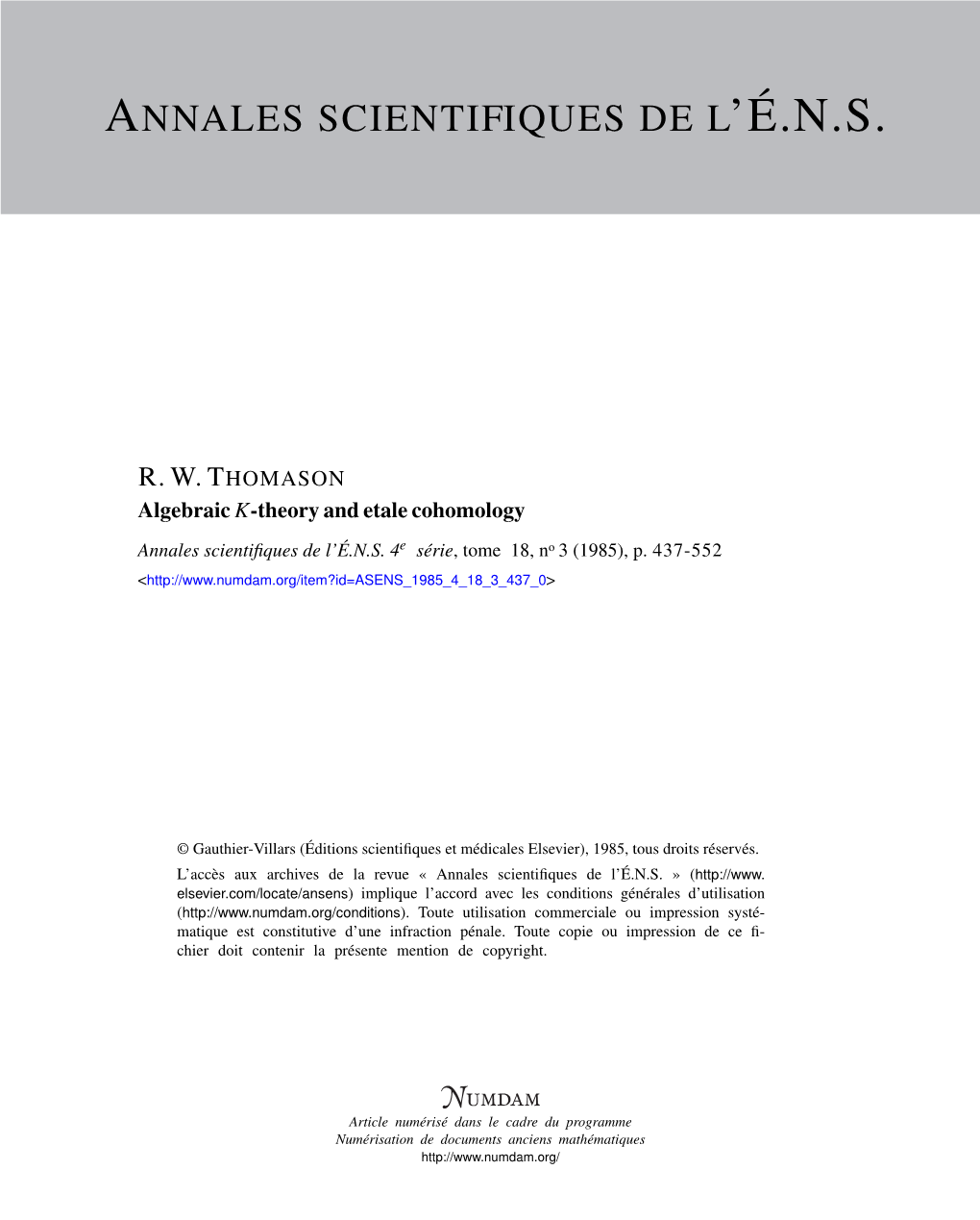 Algebraic K-Theory and Etale Cohomology