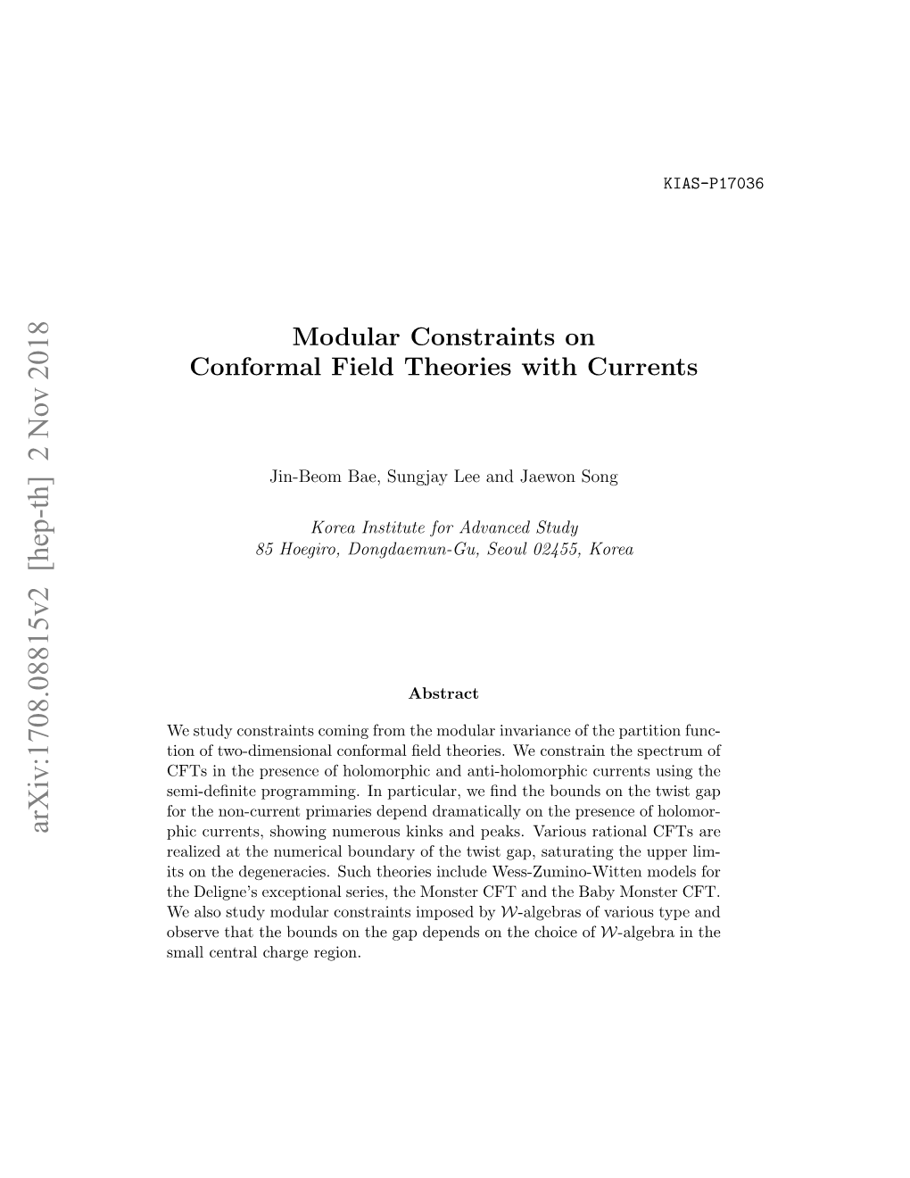 Modular Constraints on Conformal Field Theories with Currents