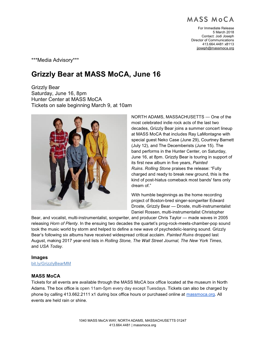 Grizzly Bear at MASS Moca, June 16