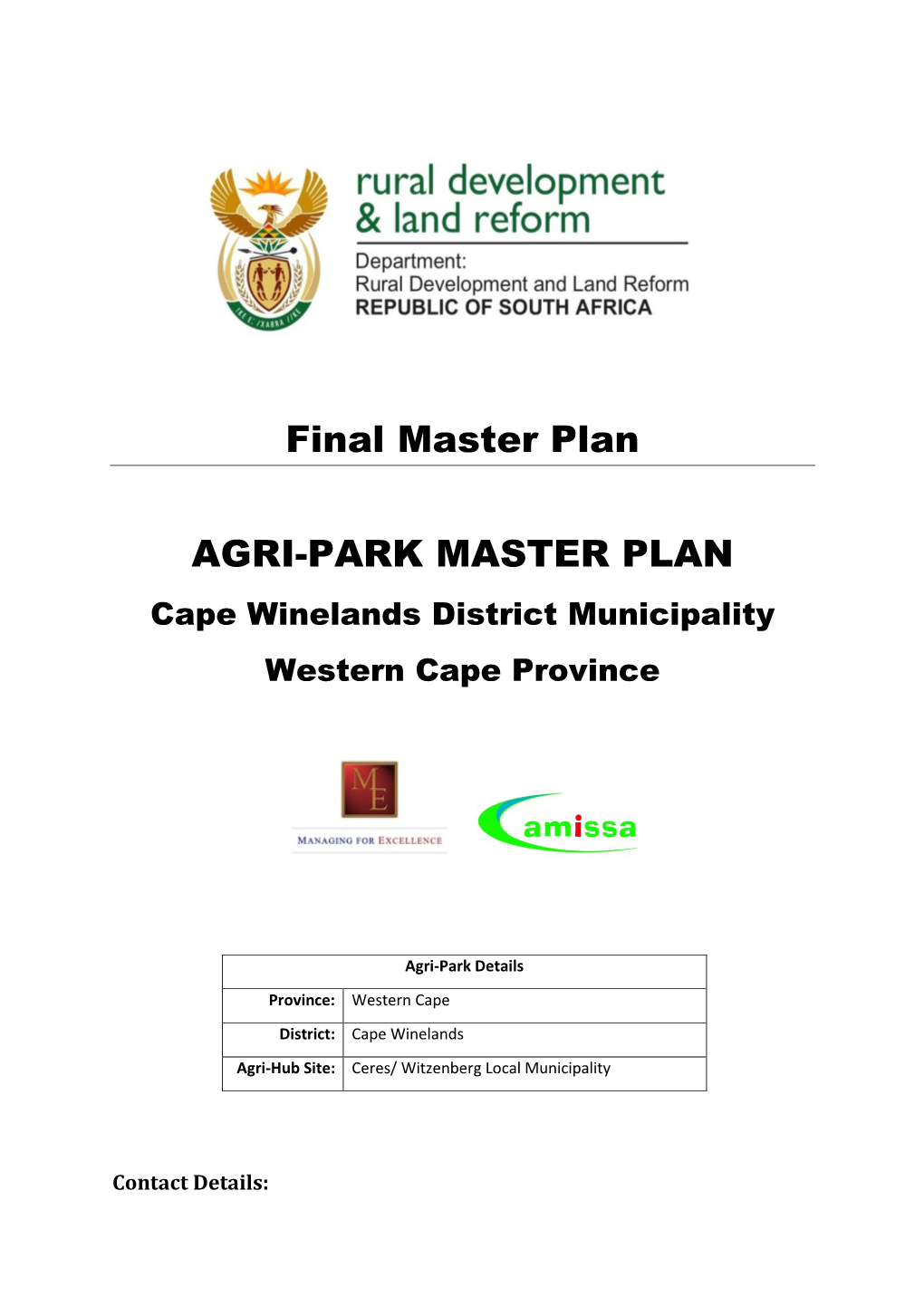 Cape Winelands District Municipality Western Cape Province