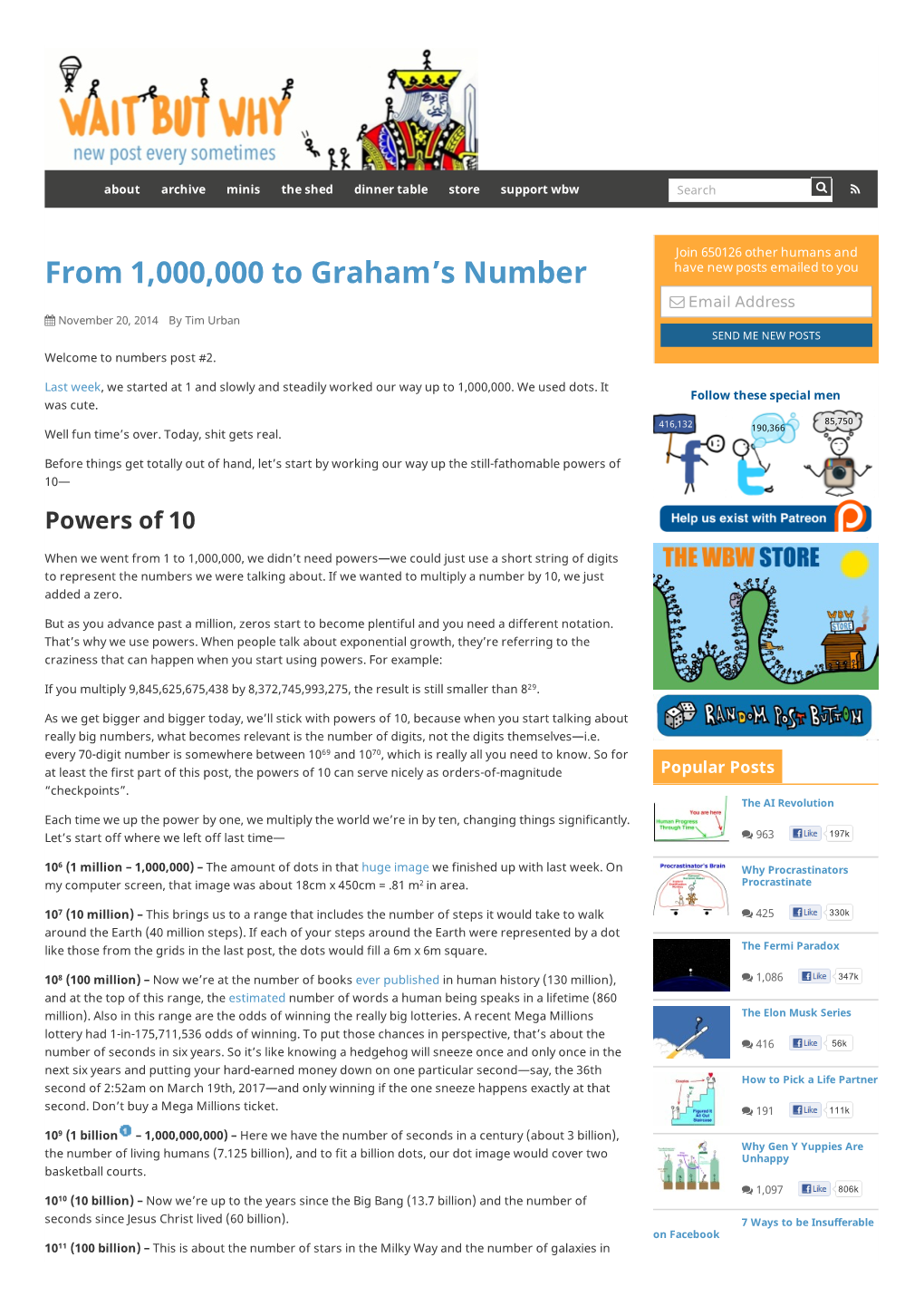 From 1,000,000 to Graham's Number — Wait But