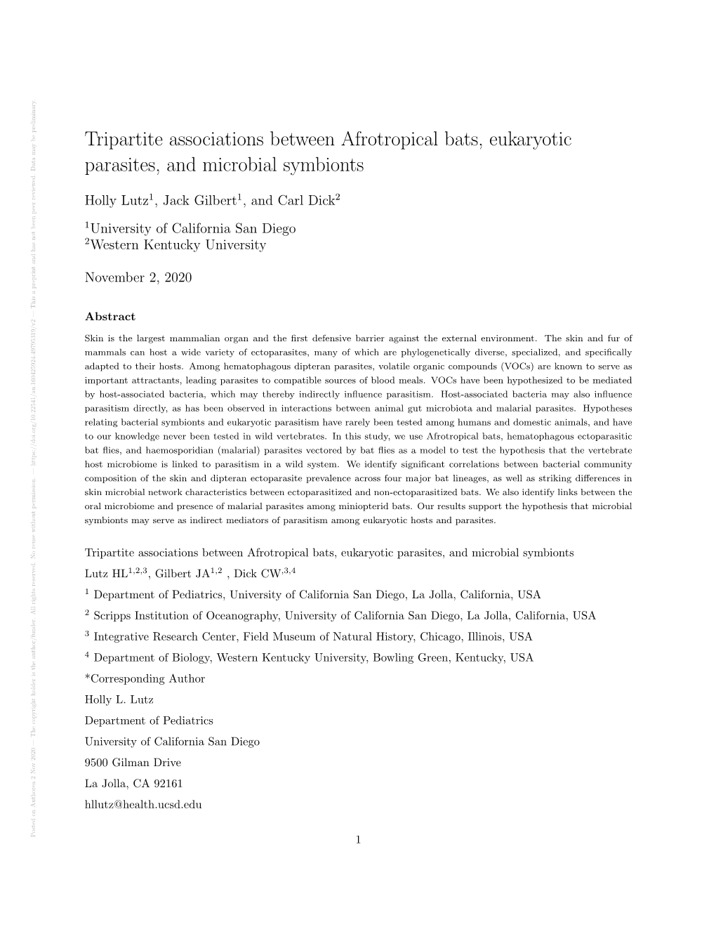 Tripartite Associations Between Afrotropical Bats, Eukaryotic Parasites, and Microbial Symbionts