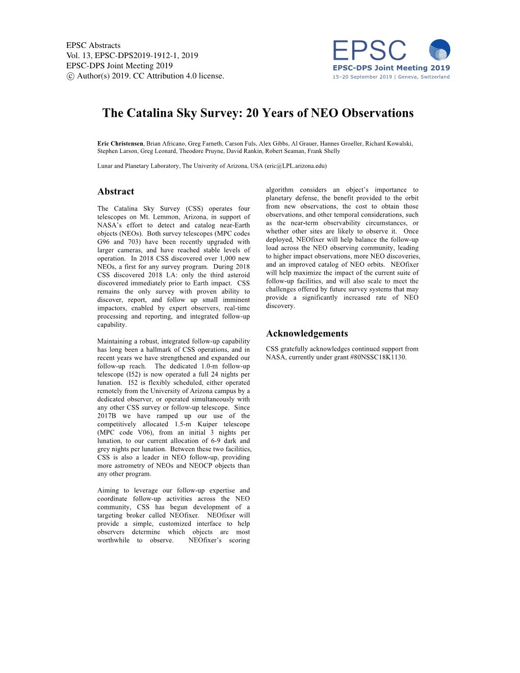 The Catalina Sky Survey: 20 Years of NEO Observations