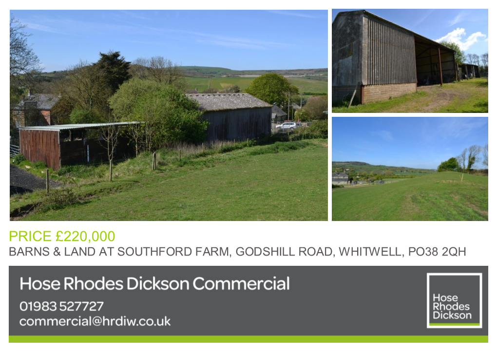 Price £220,000 Barns & Land at Southford Farm, Godshill Road, Whitwell, Po38 2Qh