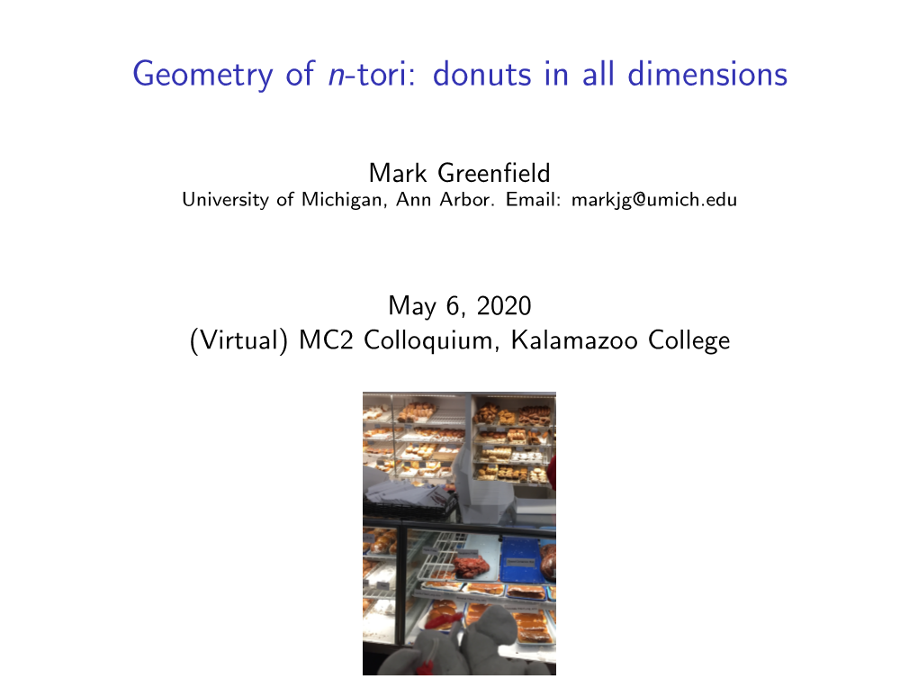 Geometry of N-Tori: Donuts in All Dimensions