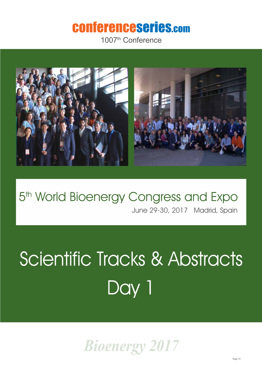 Day 1 Scientific Tracks & Abstracts