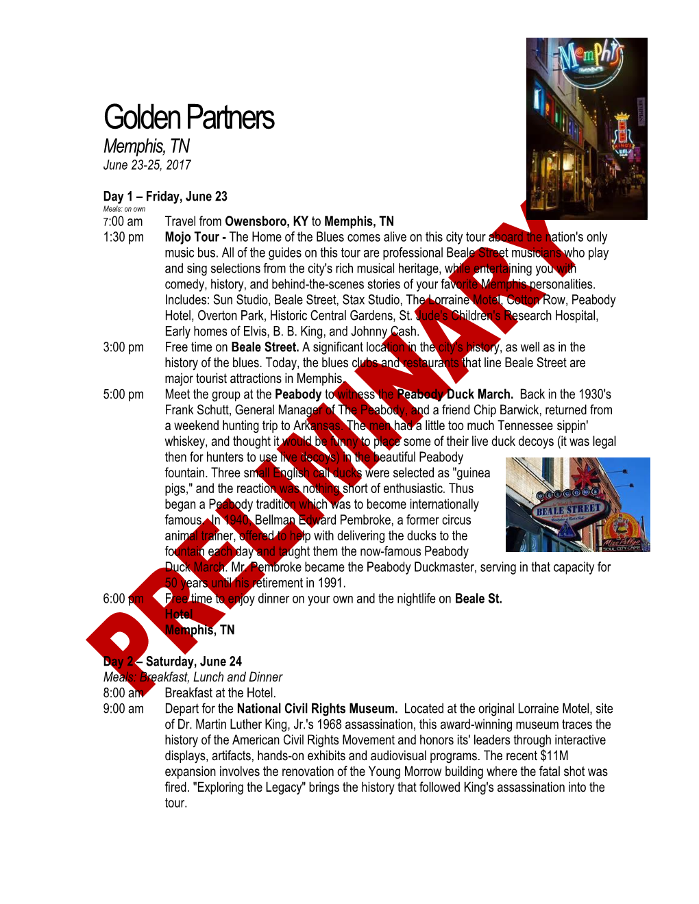 Golden Partners Memphis, TN June 23-25, 2017