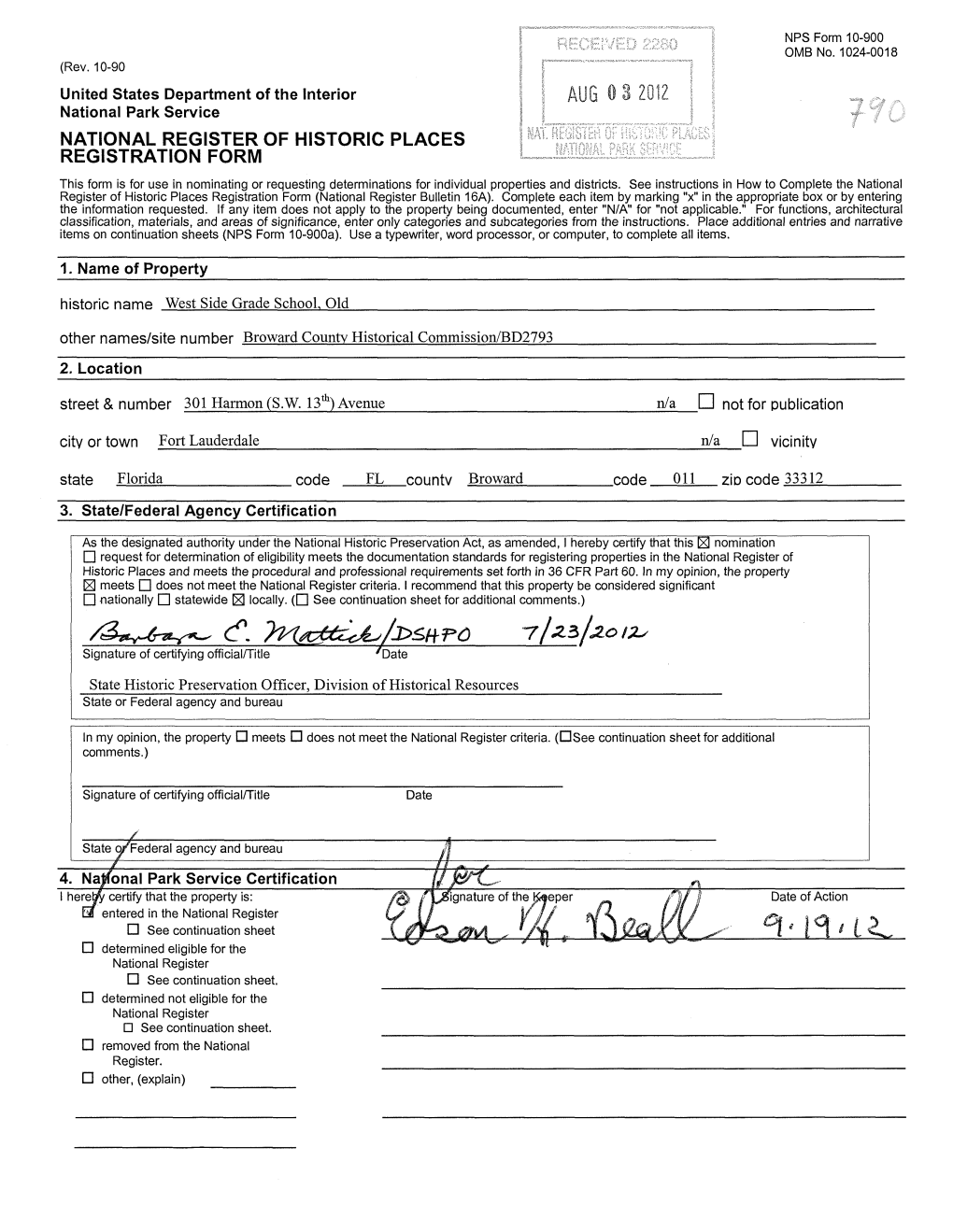 NATIONAL REGISTER of HISTORIC PLACES REGISTRATION FORM This Form Is for Use in Nominating Or Requesting Determinations for Individual Properties and Districts