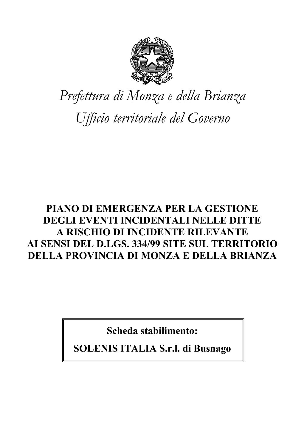 Prefettura Di Monza E Della Brianza Ufficio Territoriale Del Governo