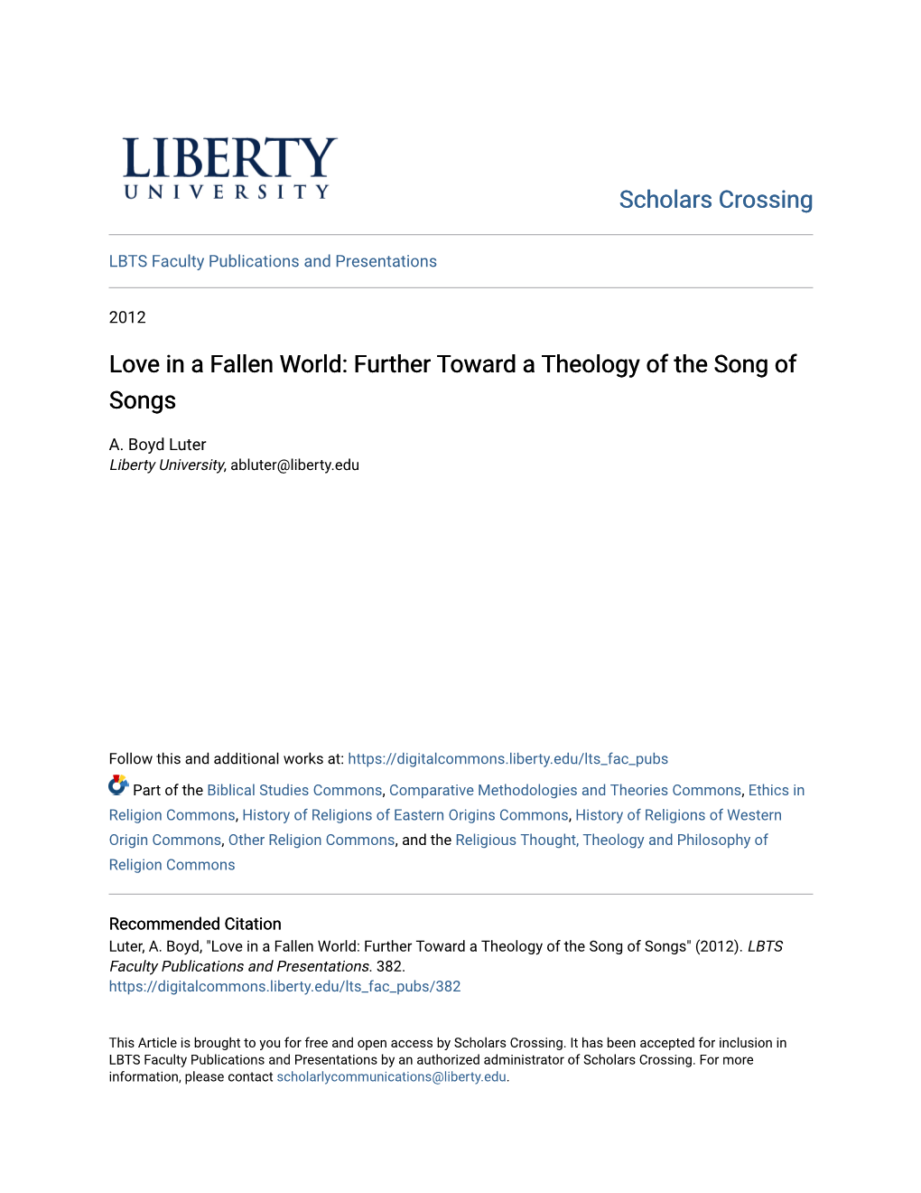 Further Toward a Theology of the Song of Songs