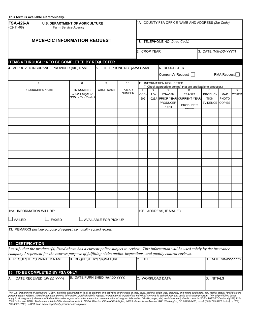 This Form Is Available Electronically