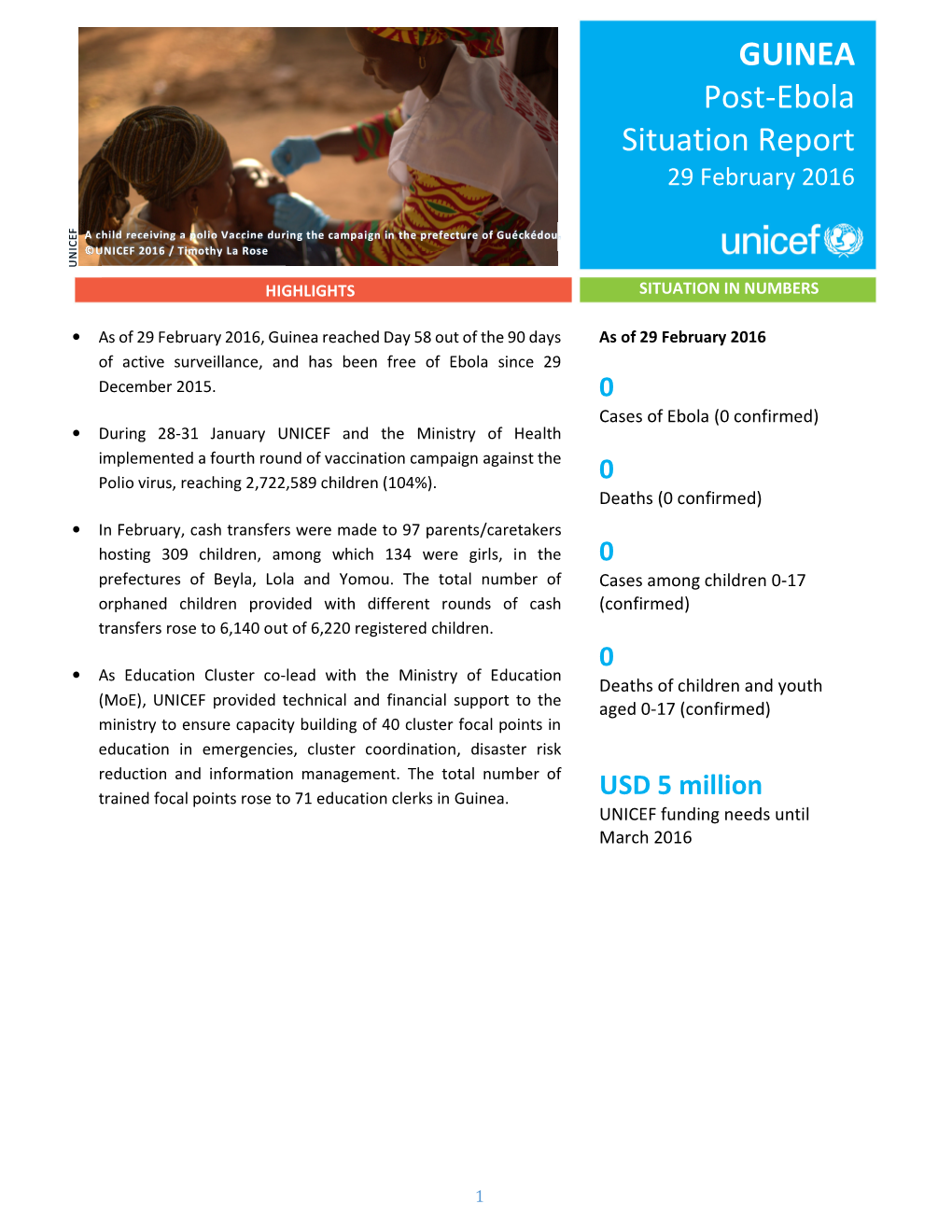 GUINEA Post-Ebola Situation Report