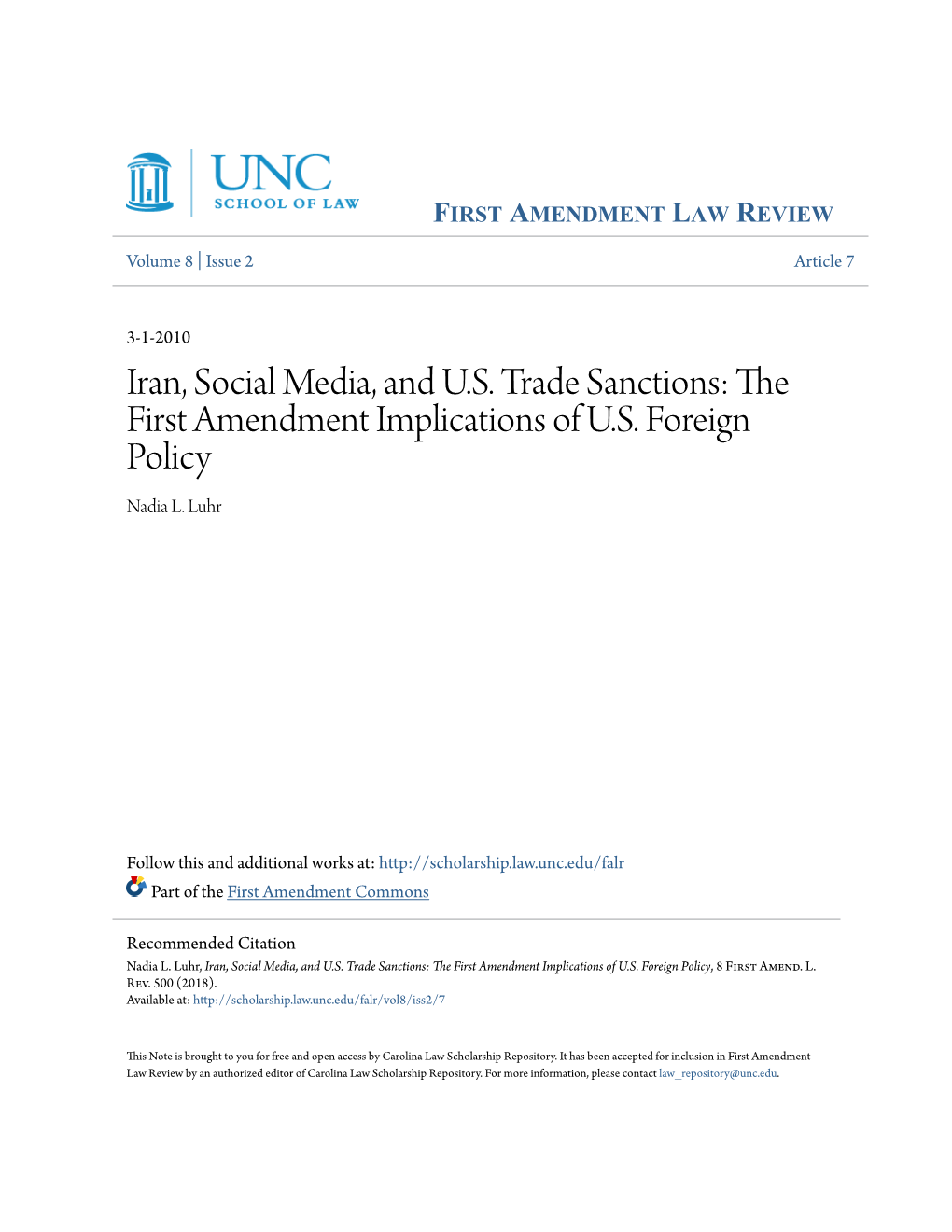 Iran, Social Media, and US Trade Sanctions