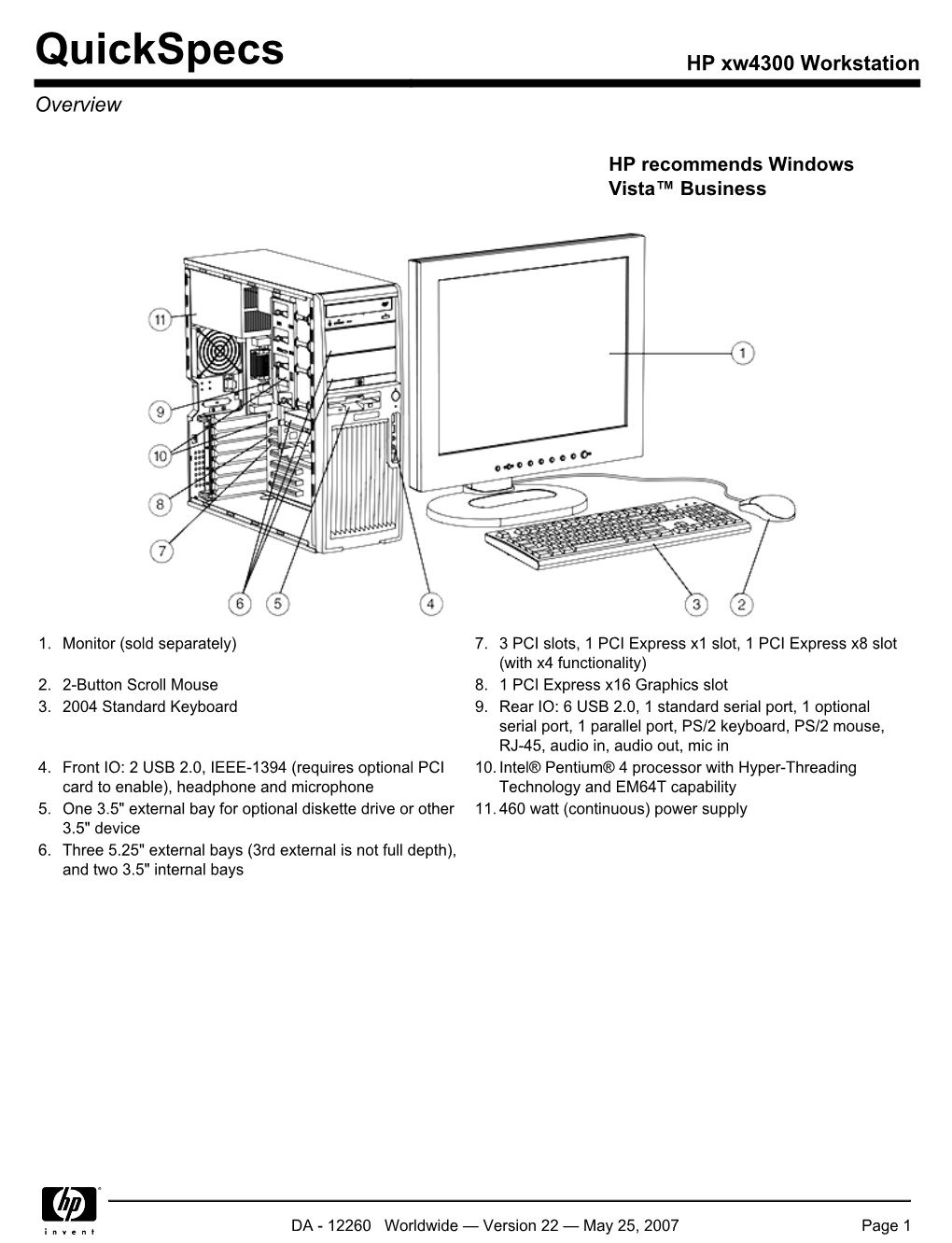 HP Xw4300 Workstation Overview