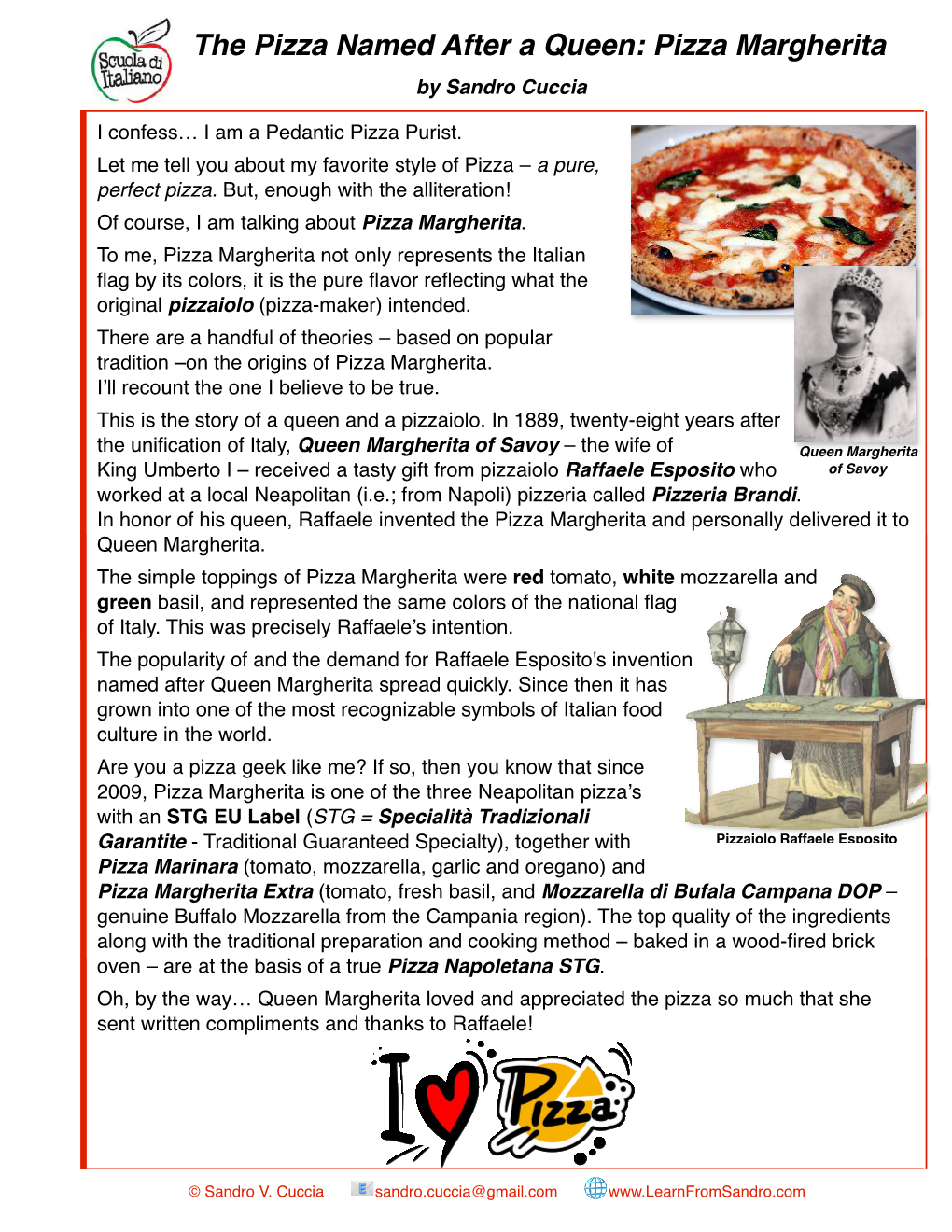 The Pizza Named After a Queen-An Article by Sandro Cuccia.Pages