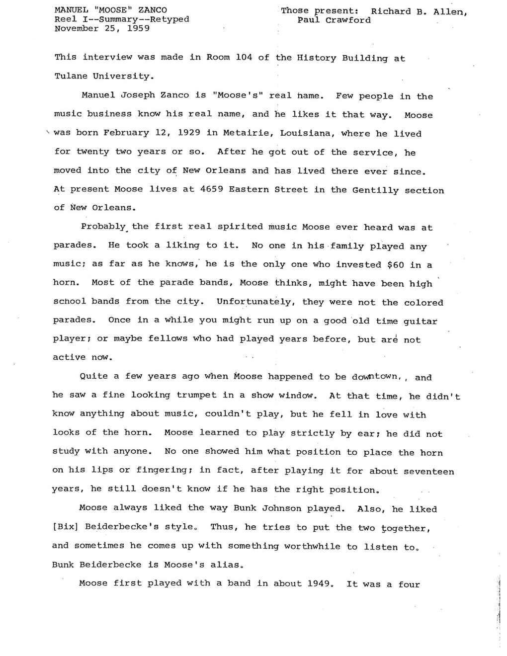 [Bix] Beiderbecke's Style.. Thus, He Tries Bo Put the Two Togather^ and Sometimes He Comes up Witli Something Worthwhile to Listen To»