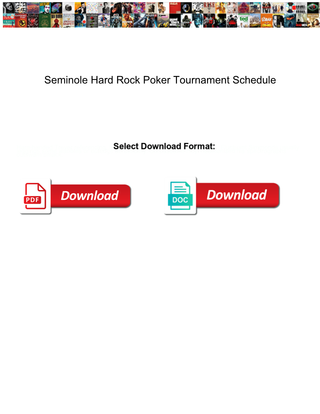 Seminole Hard Rock Poker Tournament Schedule