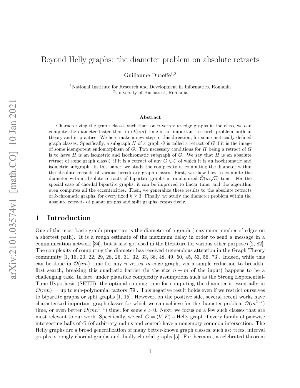 Beyond Helly Graphs: the Diameter Problem on Absolute Retracts