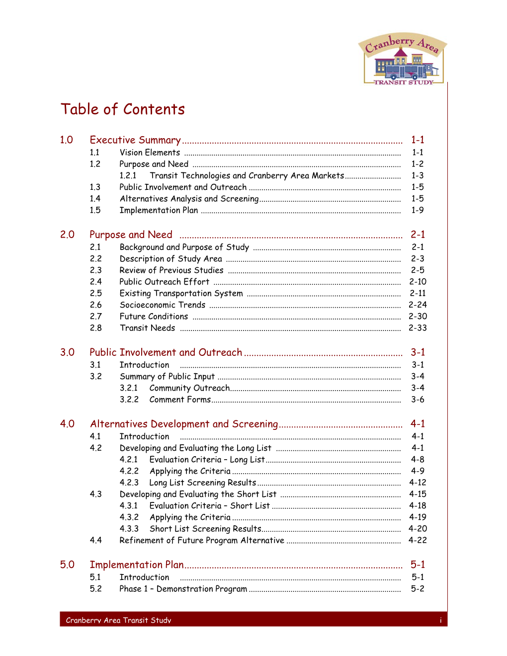 Table of Contents