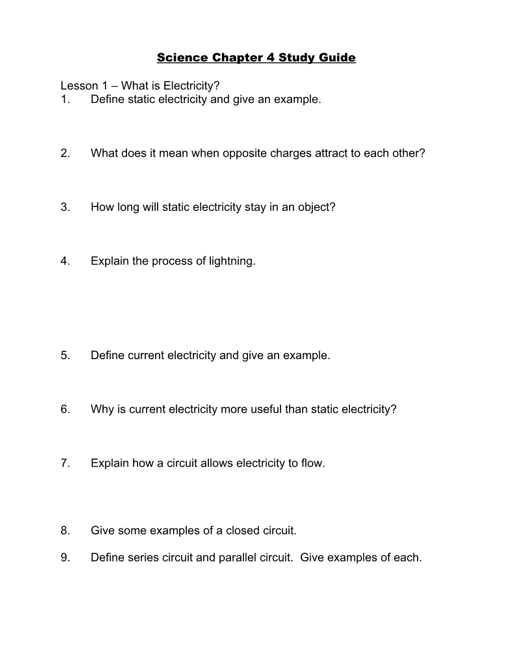 Science Chapter 4 Study Guide