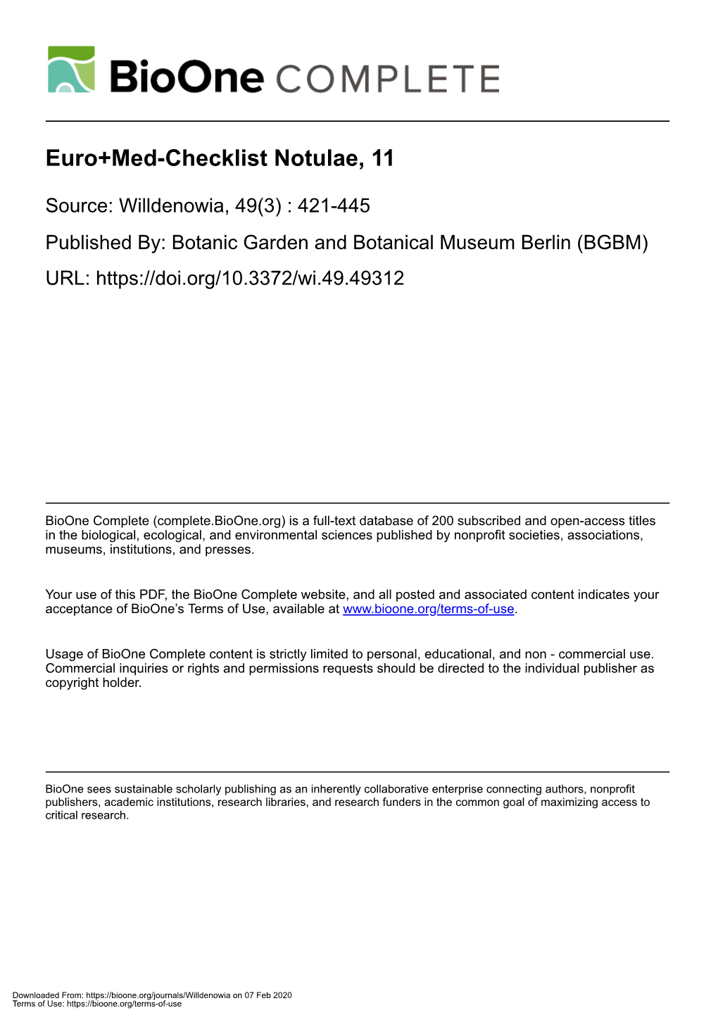 Euro+Med-Checklist Notulae, 11