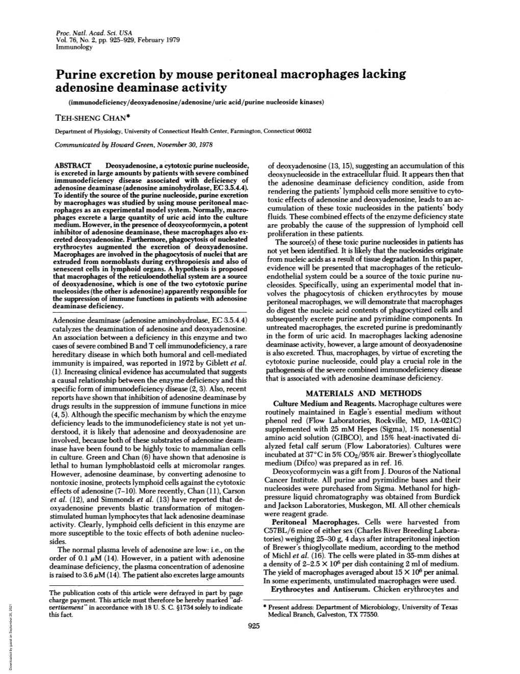 Purine Excretion by Mouse Peritoneal Macrophages Lacking