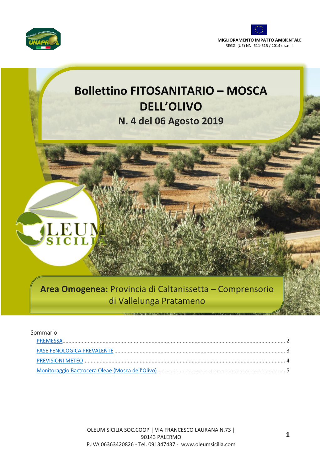 Bollettino FITOSANITARIO – MOSCA DELL'olivo
