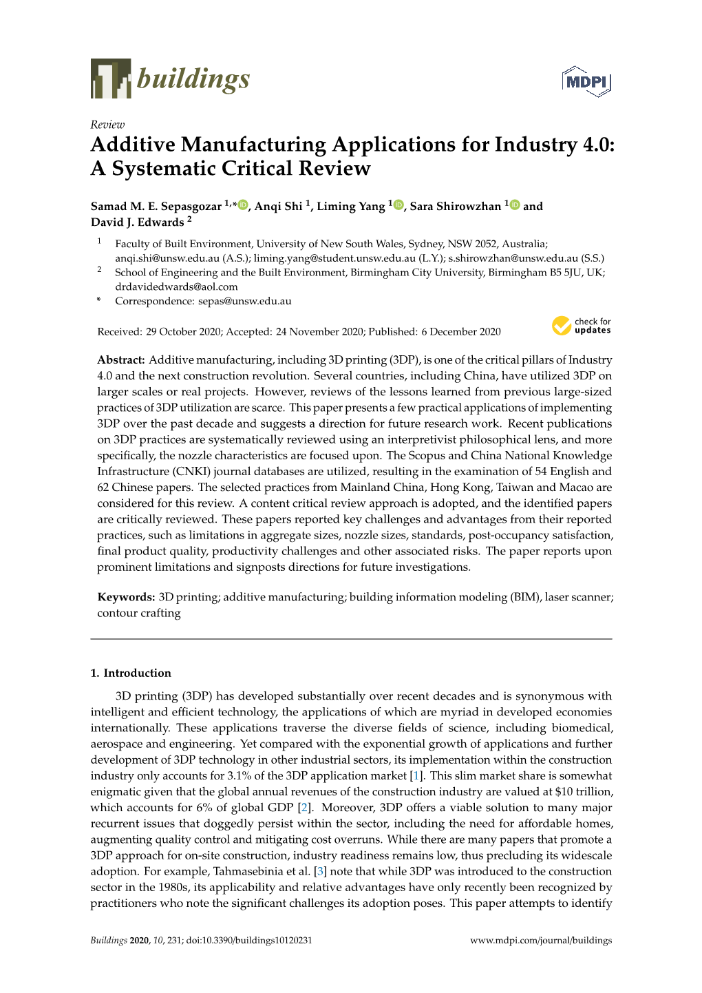 Additive Manufacturing Applications for Industry 4.0: a Systematic Critical Review